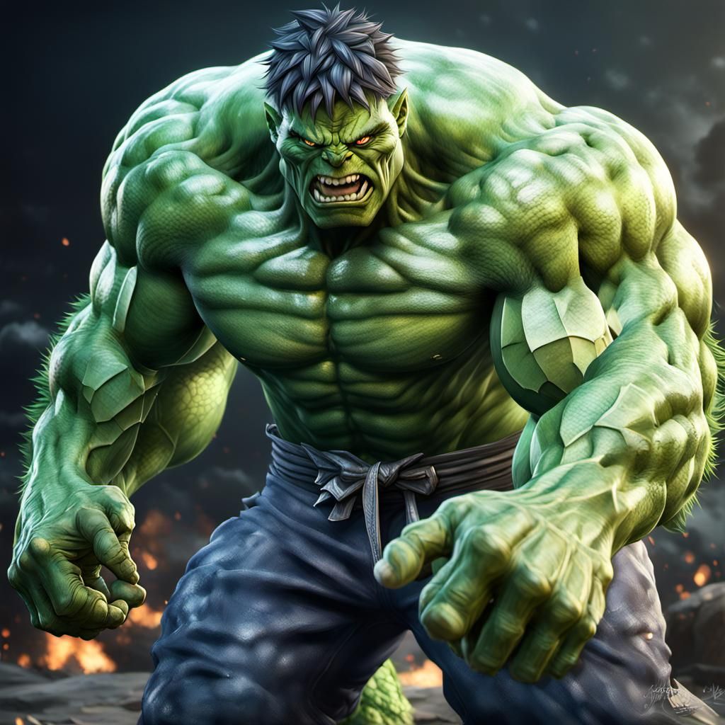 Anime Hulk Dragon in 3D Style