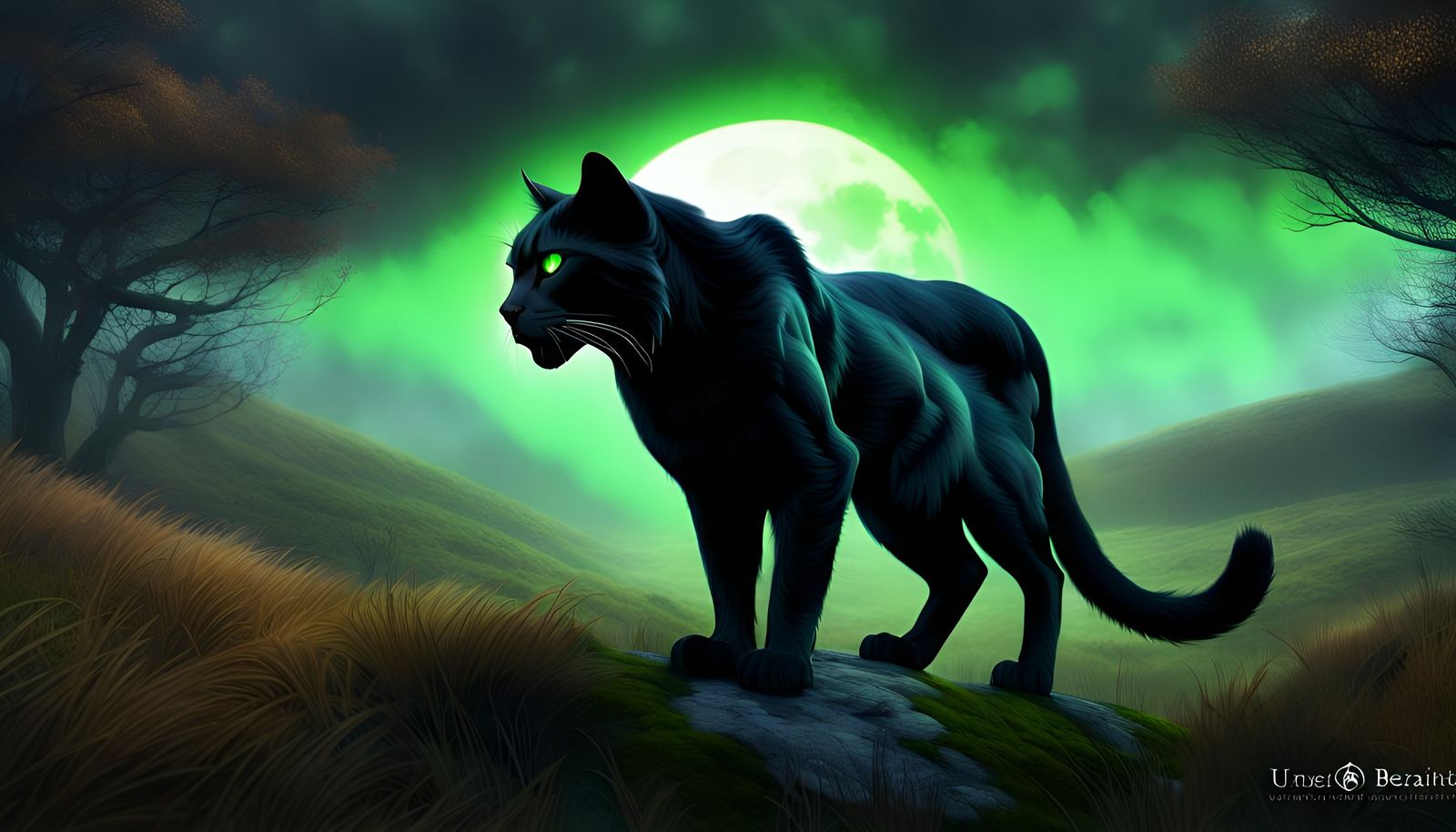 Eerie Black Cat on Bodmin Moor in Autumn