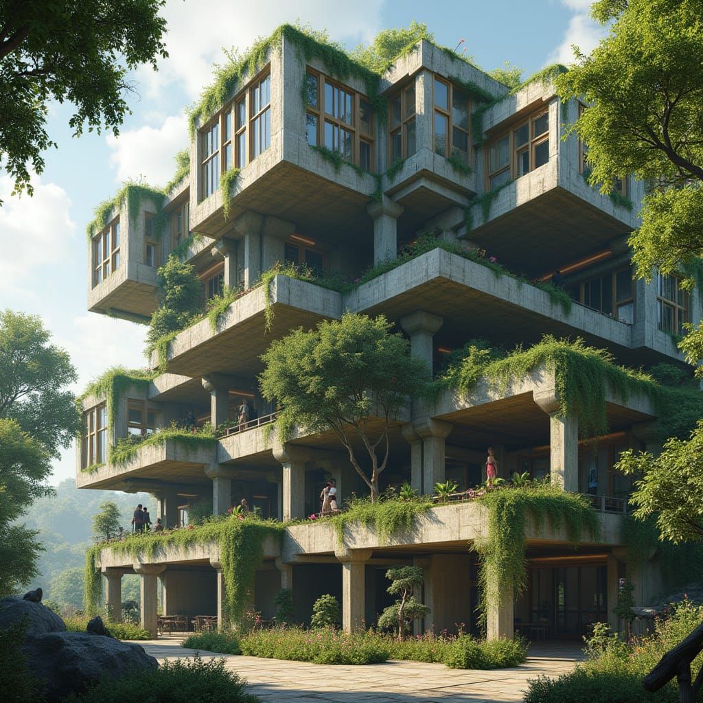 Eco-Brutalist Fallout 4 Settlement in Post-Apocalyptic World