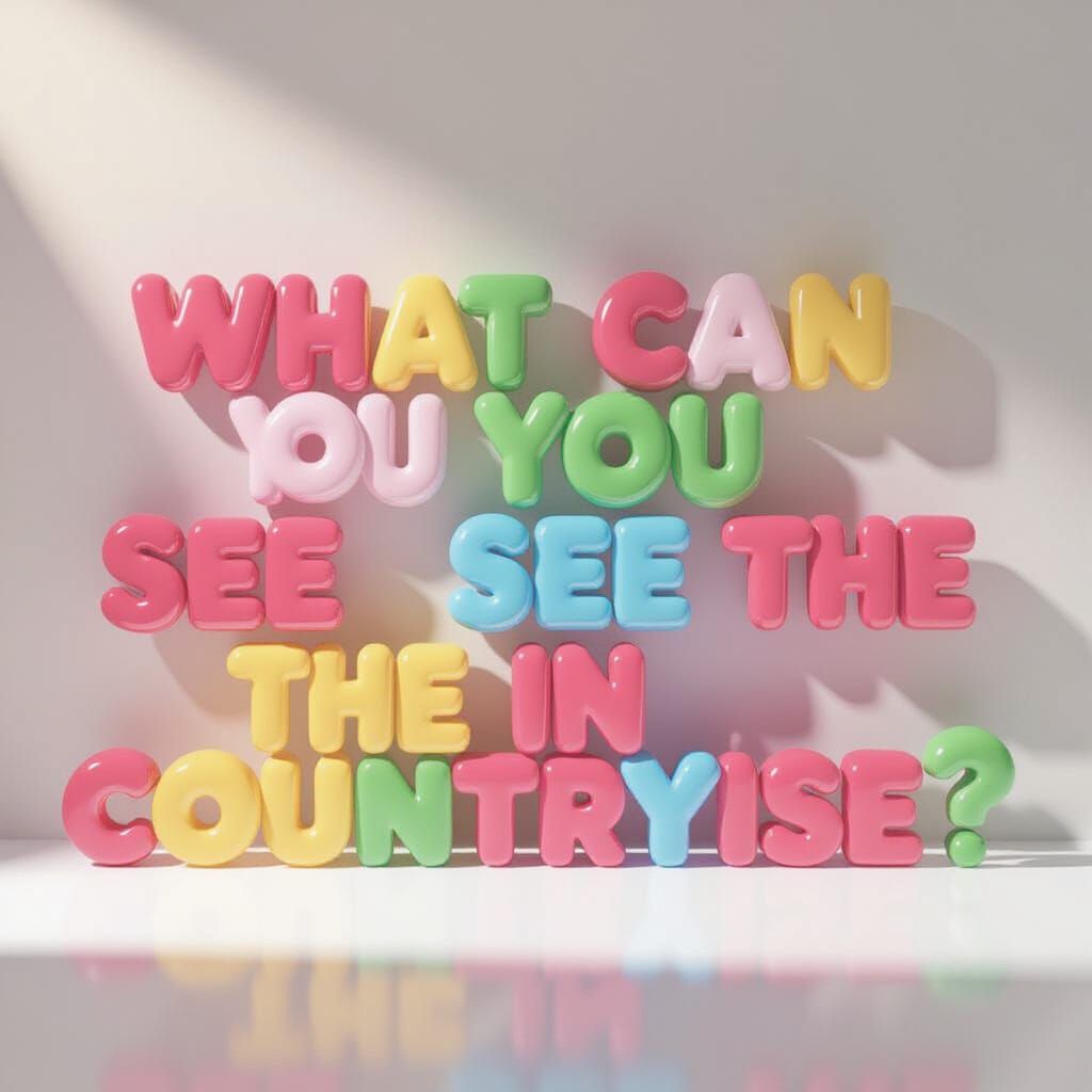 Glossy Bubble Letters: What Can You See in the Countryside?