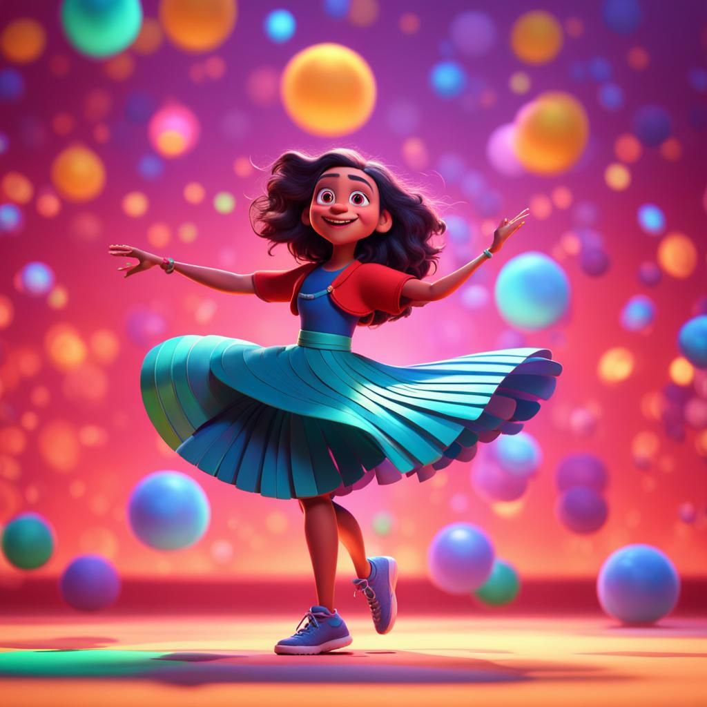 Hindu Woman Dancing: Pixar Style 3D Art