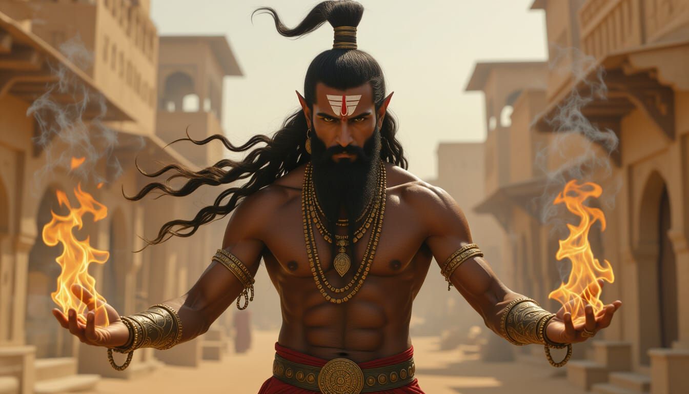 Realistic Image of a Djinn Created from Fire