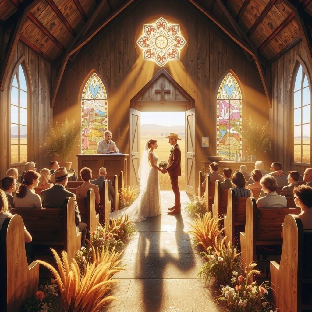 Chapel Wedding: Romantic Scene in Rustic Style