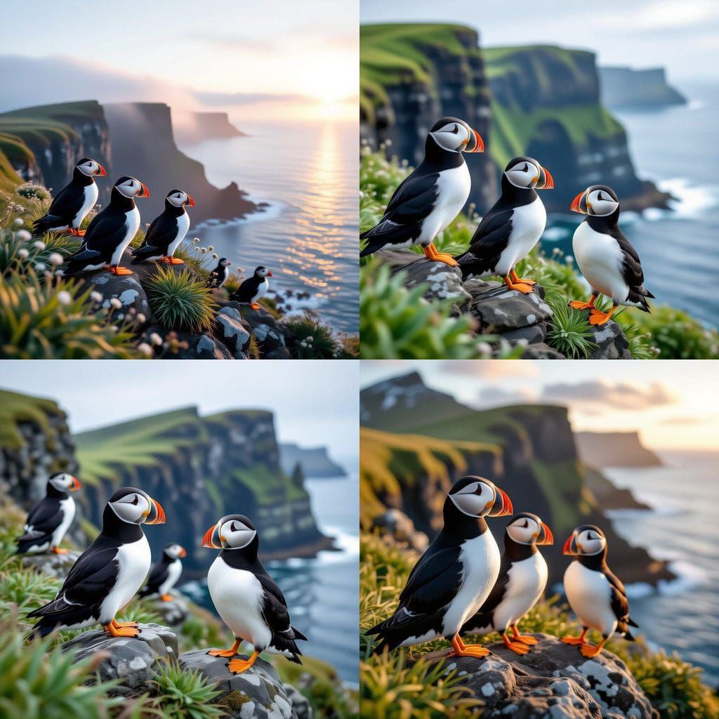 Realistic Puffins Photography in Faroe Islands