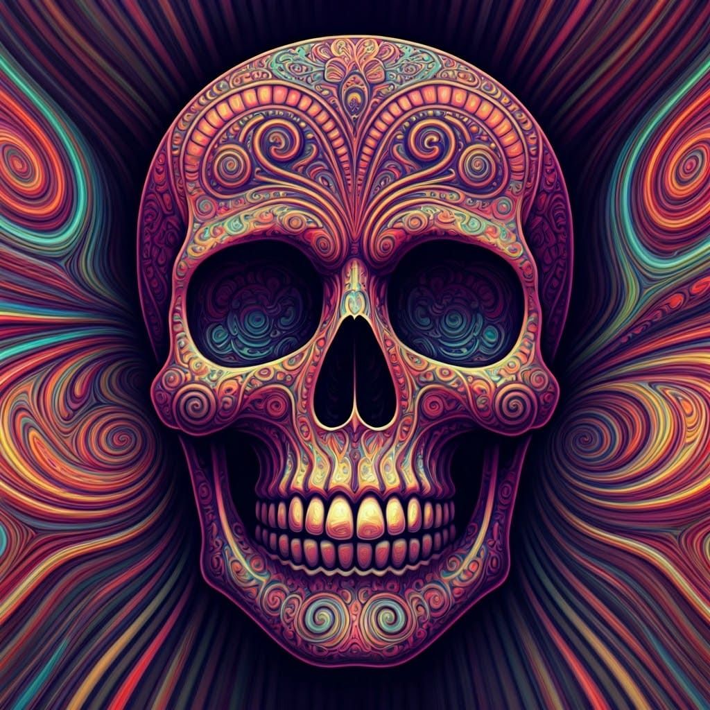 Colourful Psychedelic Hippie Skull