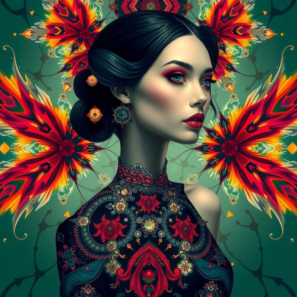 Fractal Elegance: Abstract Supermodel Squadron Art