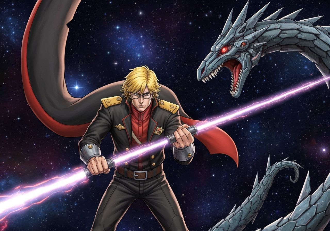 Space Captain Battles Cyber Dragon in Harlock Style