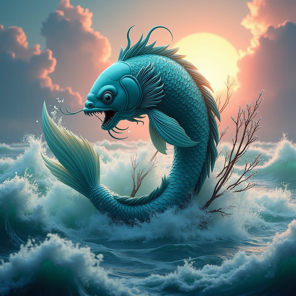 Koi Sculpture: Journey of Success in Futuristic Style