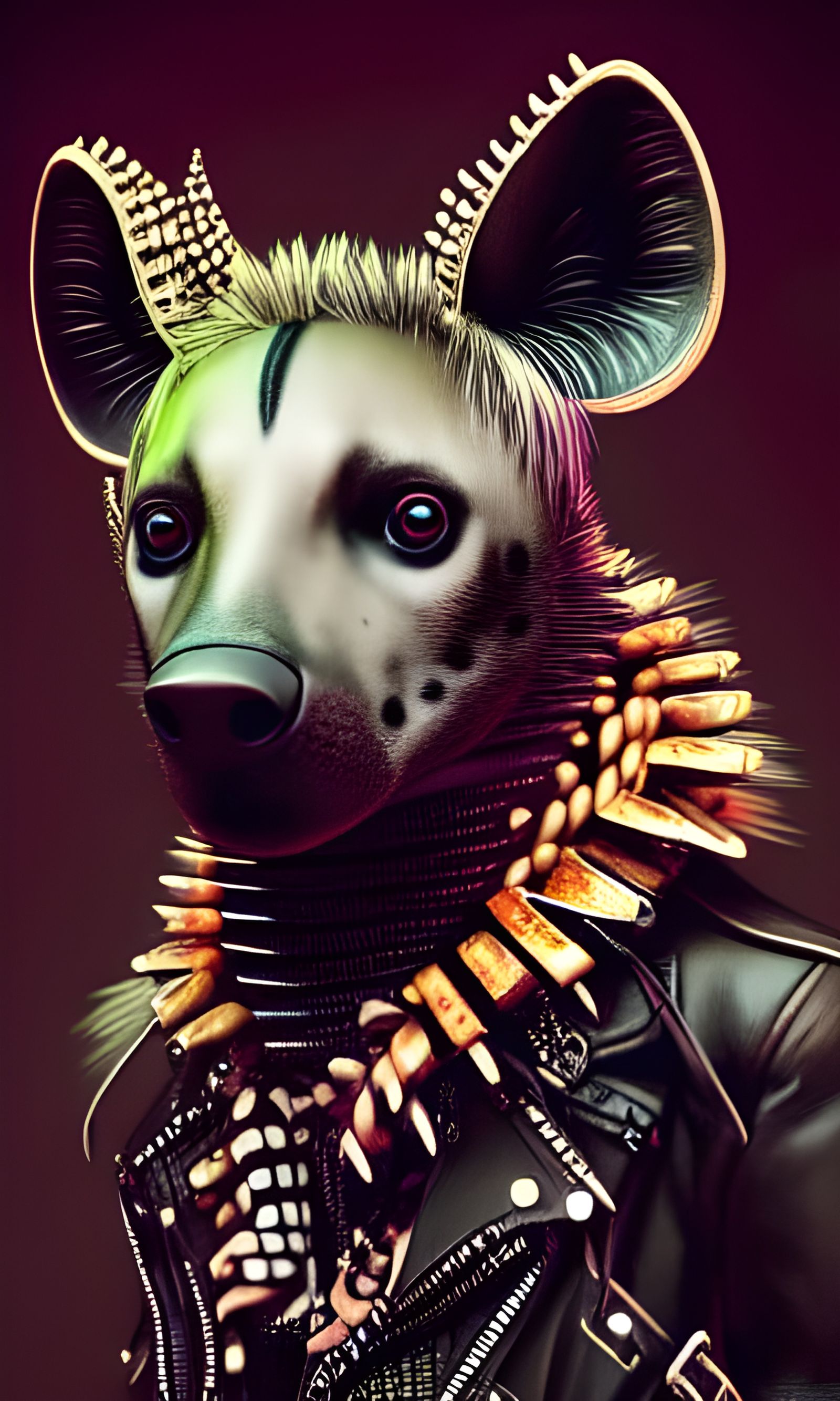 Punk Hyena in Detailed Retrofuturist Rendering