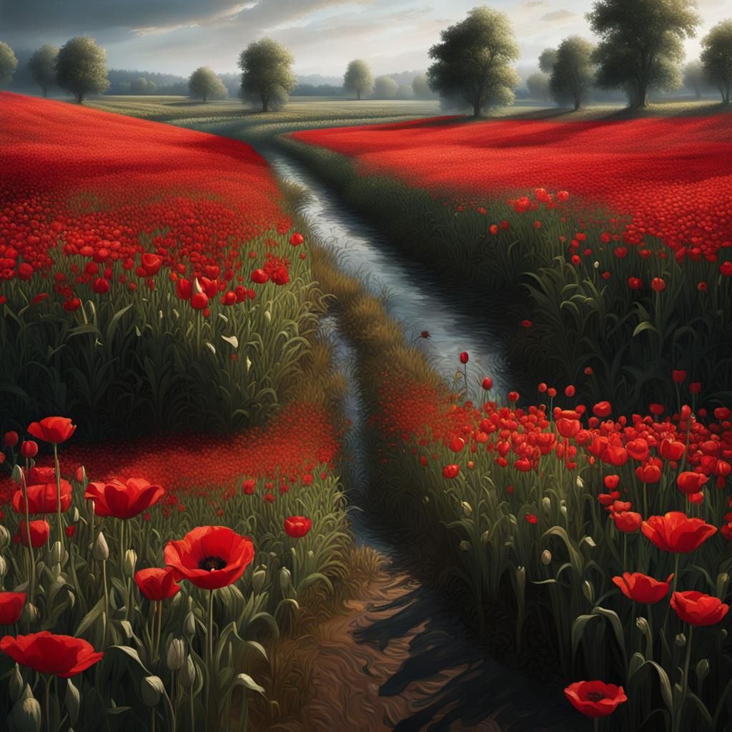 Cinematic Cornfield Dream with Red Poppies