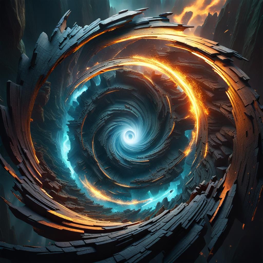Fantastical Vortex in Deep Color, Vector Art