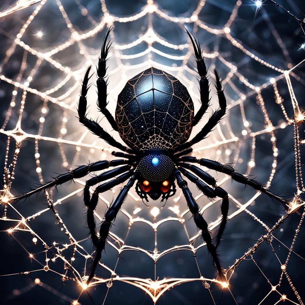 Jeweled Spider in Shimmering Constellation: Digital Painting