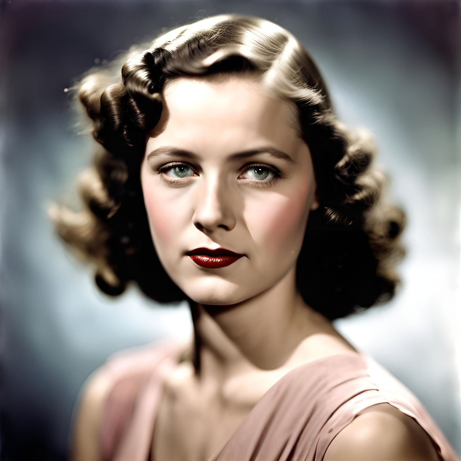 Colorized Portrait of Young Actress, 1930s Style