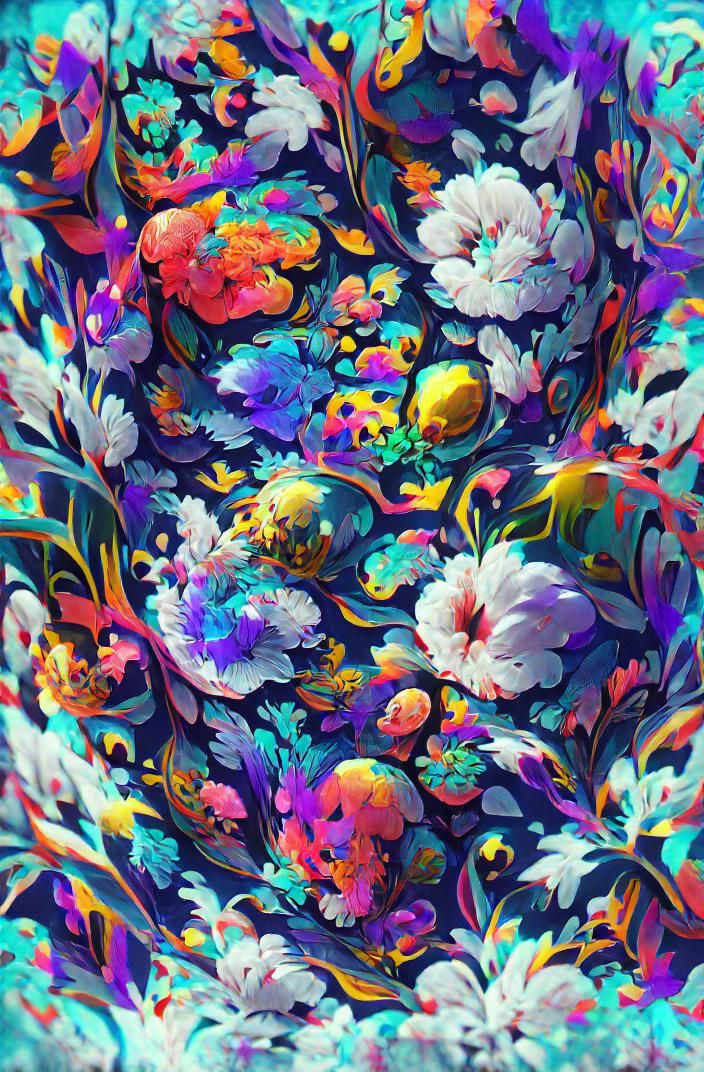 Colorful Floral Pattern in Maximalist Style