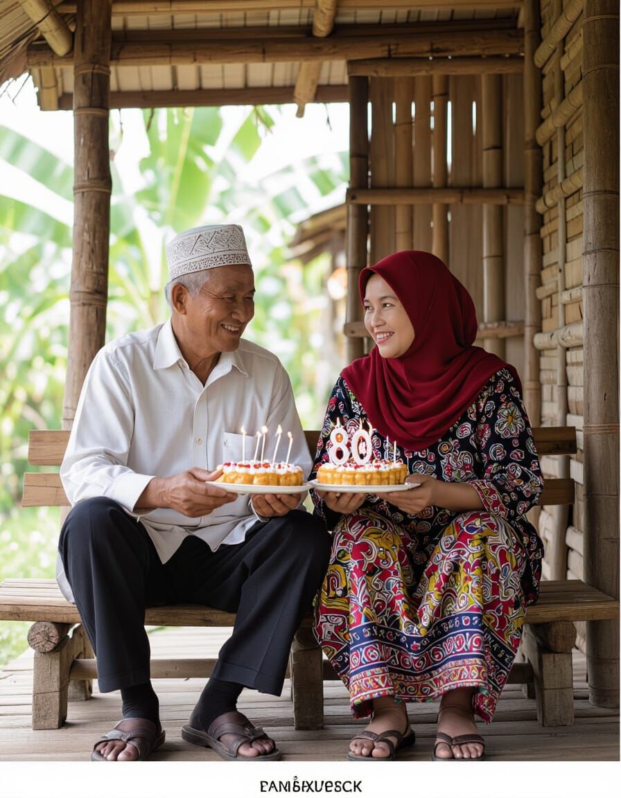 Elderly Couple Celebrate Indonesian Independence Day