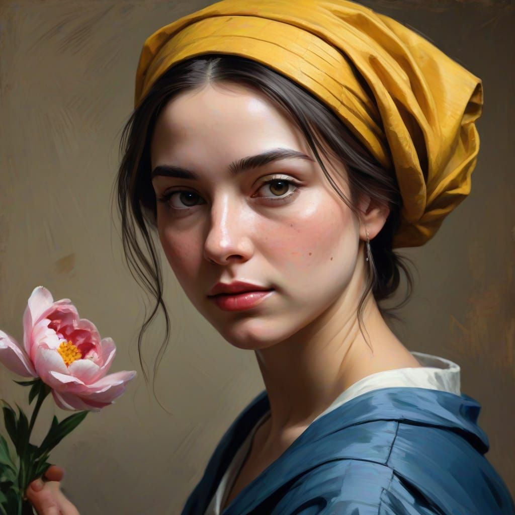 Impressionistic Portrait of a Woman with Palette Knife