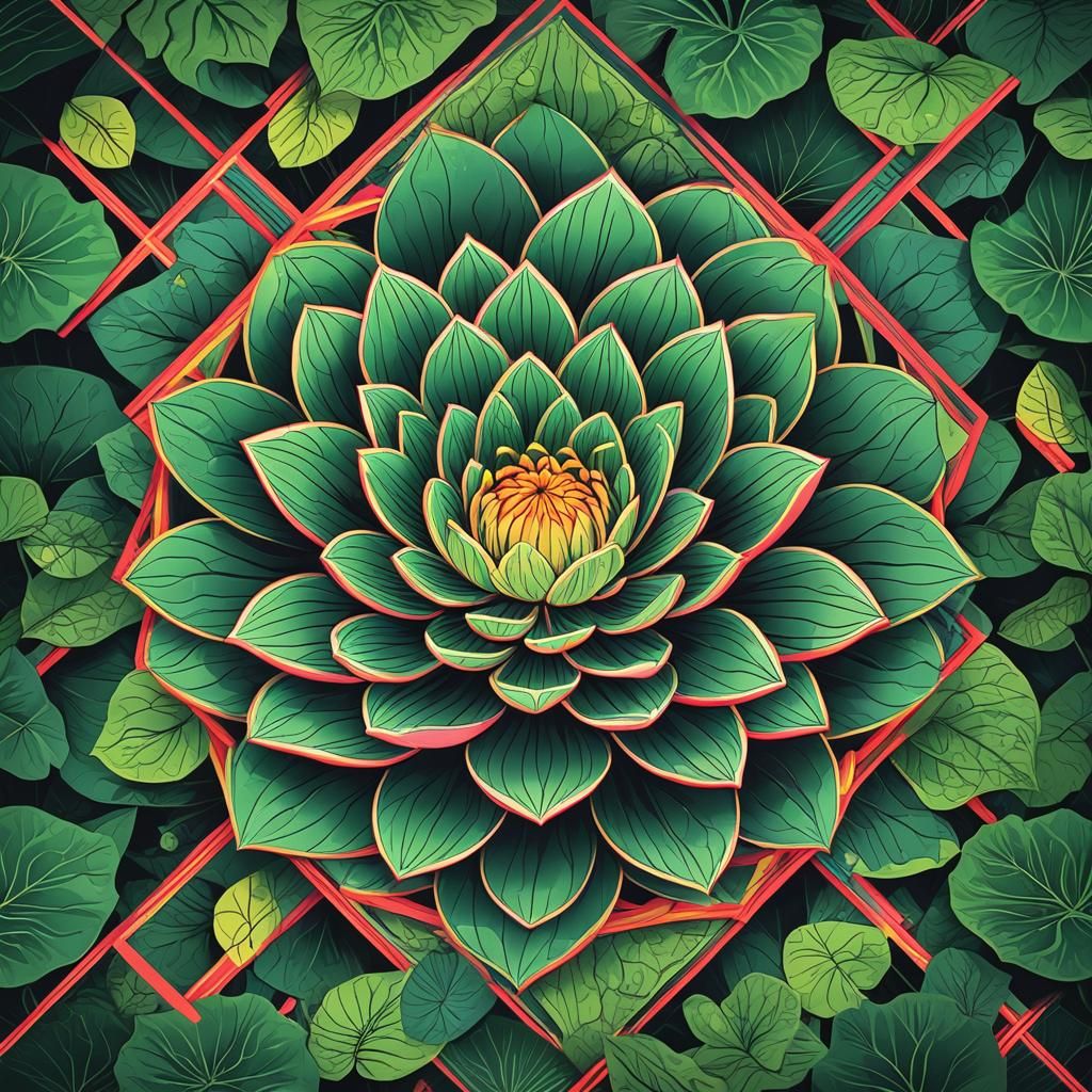 Geometric Bauhaus Lotus Flower Screen Print