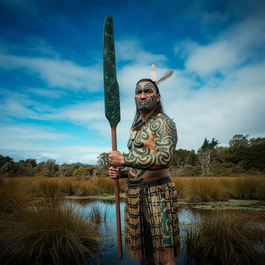 Maori Warrior in Chrome Armor in New Zealand
