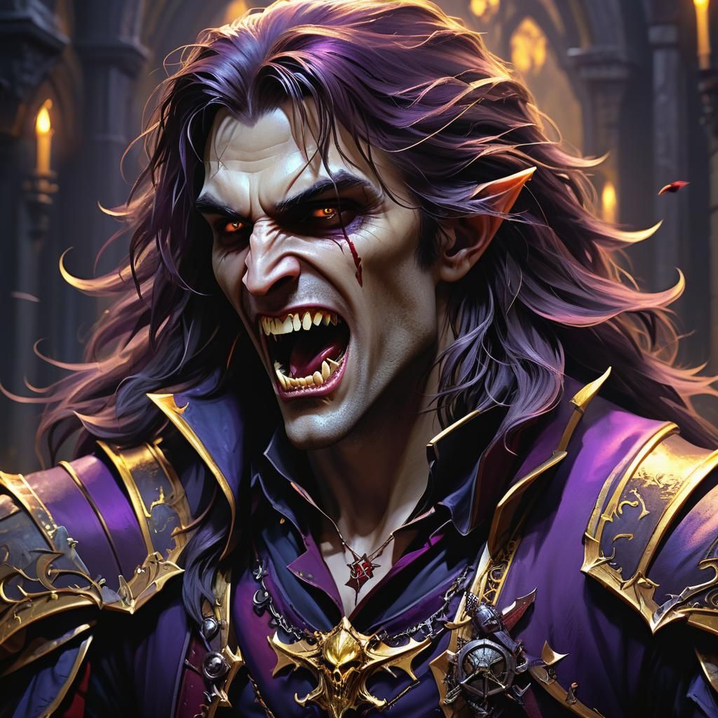 Handsome Vampire Fangs, Dark Fantasy Concept Art