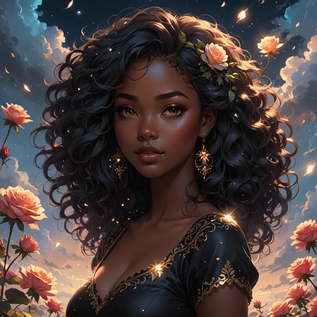 Cute Curvy Girl in Digital Illustration Style