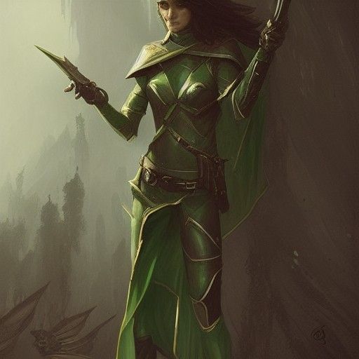 Sinister Elf Ranger in Green Armor