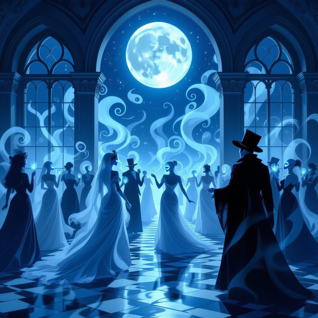 Ghostly Souls Masquerade Under Silver Moon