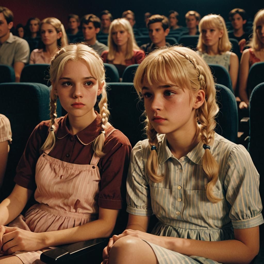 Cinematic Moment of Two Boys in a Cinema