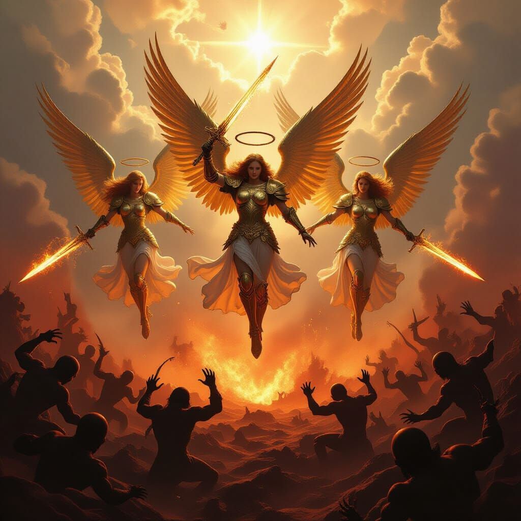 Angels Battle Demons in Fiery Purgatory
