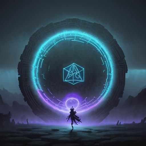 Ethereal Time Portal in Ancient Ruins: Anime Style