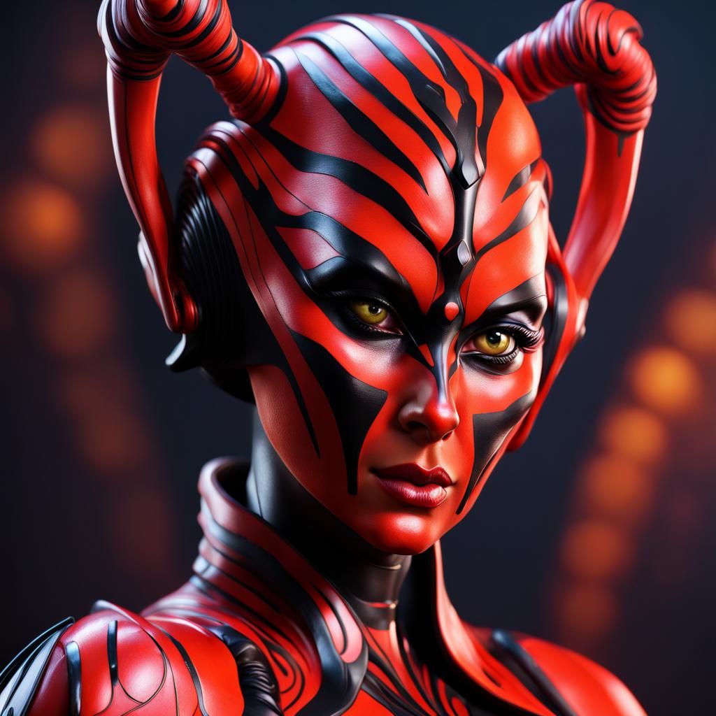 Hyperrealistic Darth Talon Bust in Splash Art Style