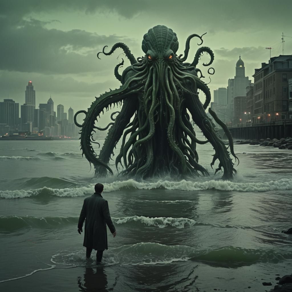 Cthulhu Emerges: Gothic Horror Film Still