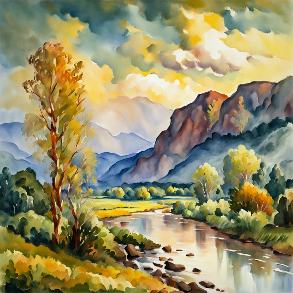 Epic Landscape Painting in Gouache Style
