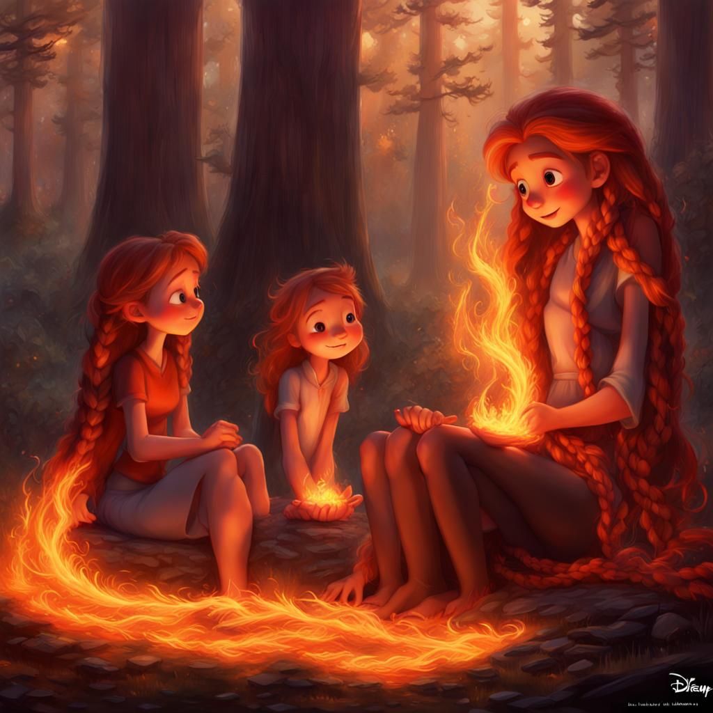 Family Gathering in Forest: Pixar-Style 3D Art