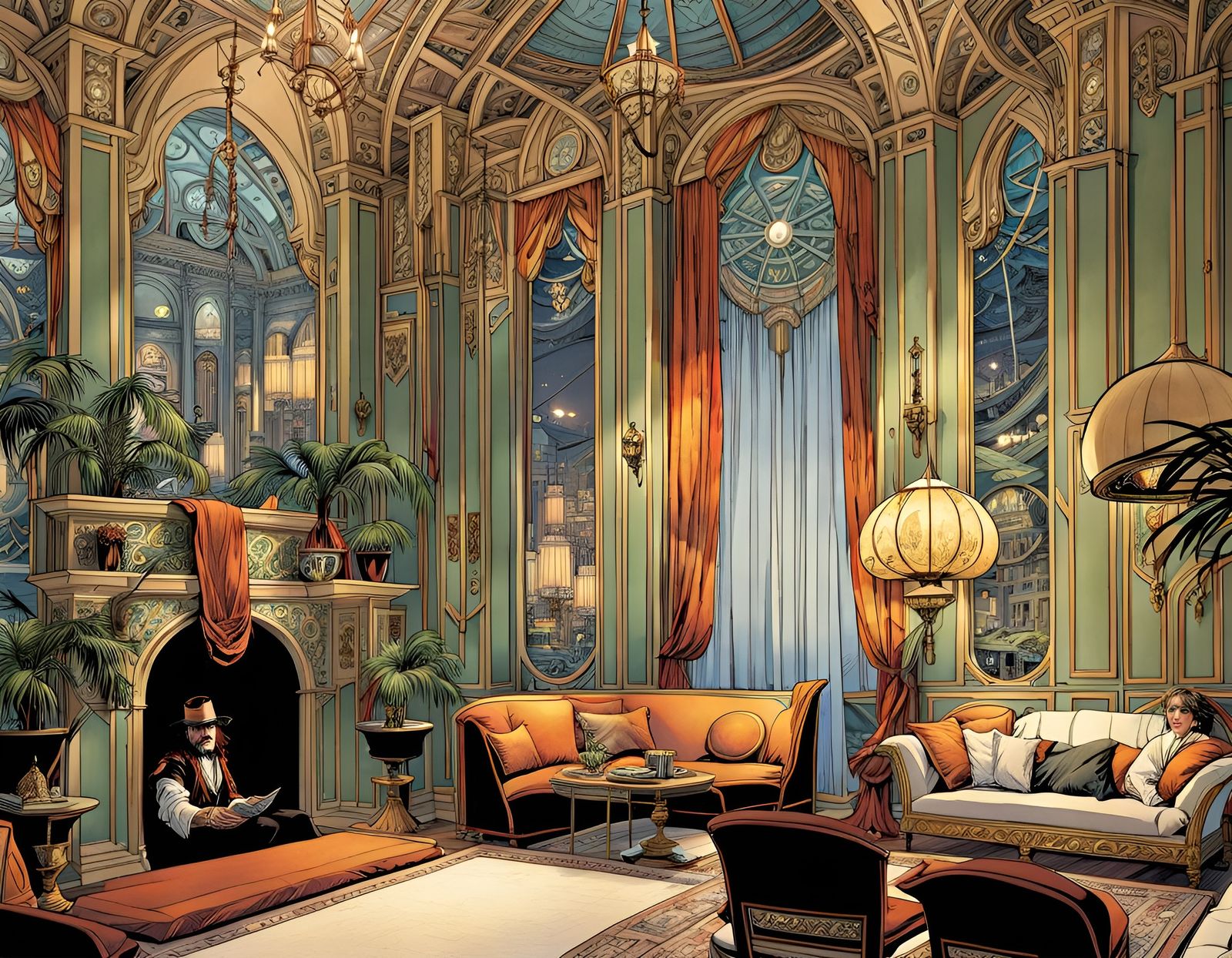 Art Nouveau Comic Book Panels Inspired by Clue