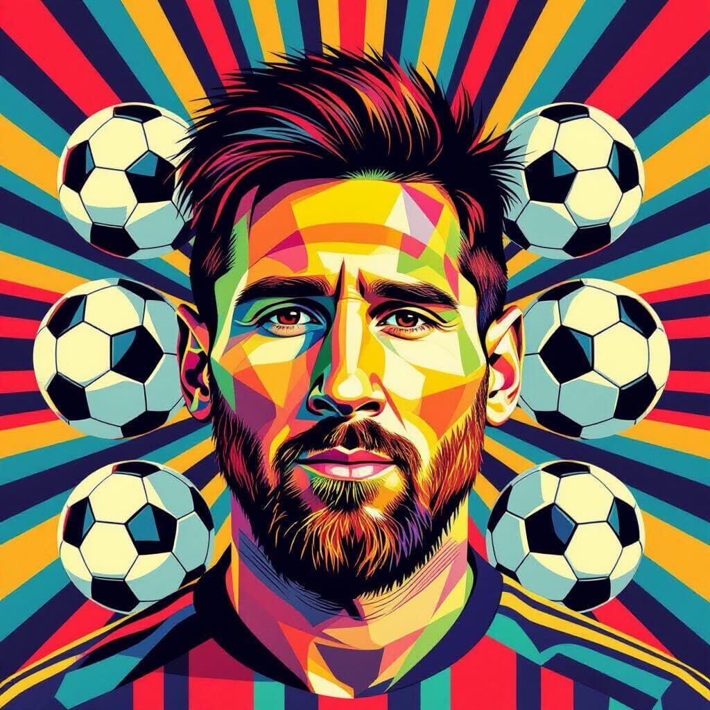 Geometric Abstraction: Lionel Messi Soccer Ball Op Art