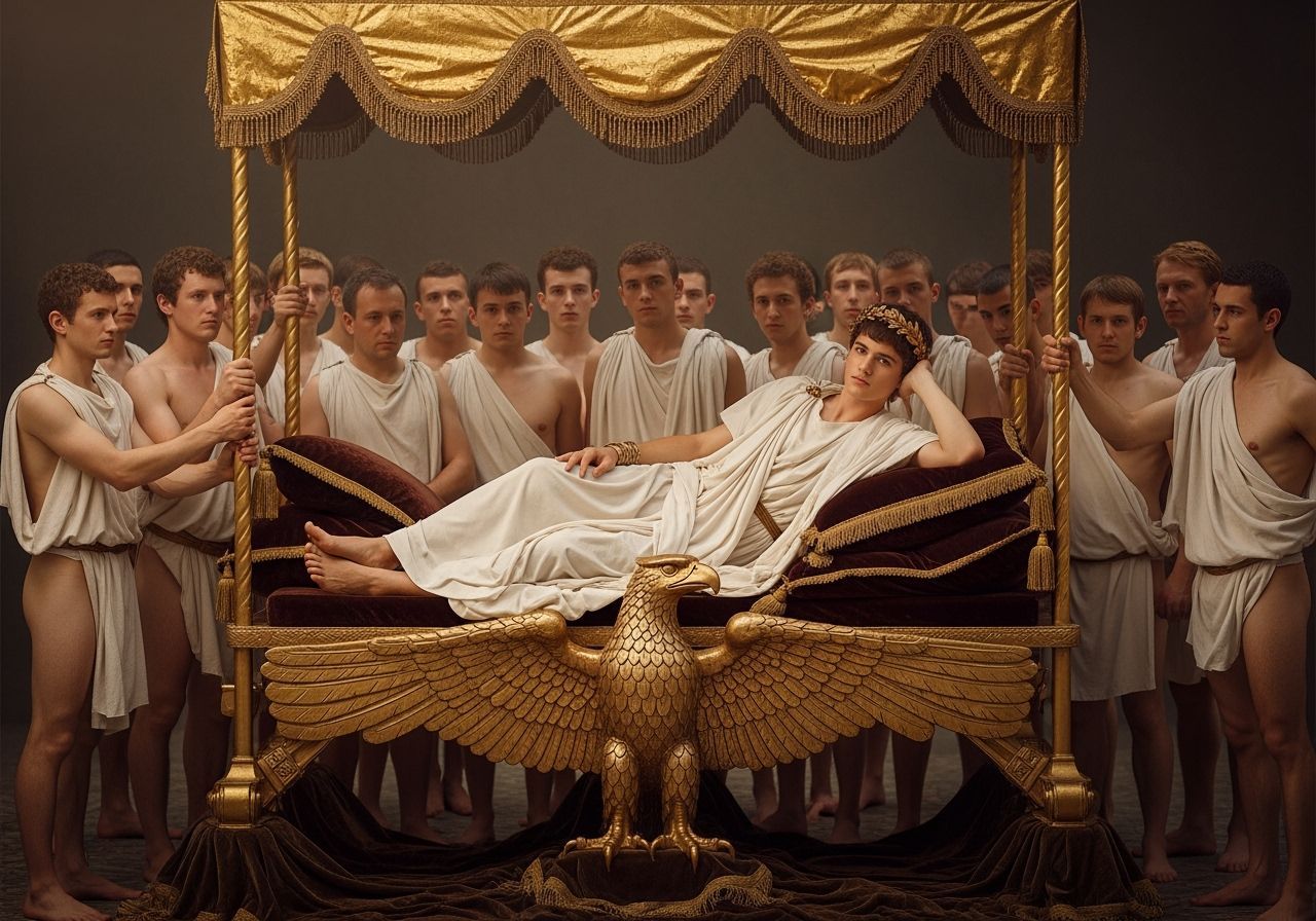 Opulent Roman Emperor on Eagle Litter, Neoclassical Style