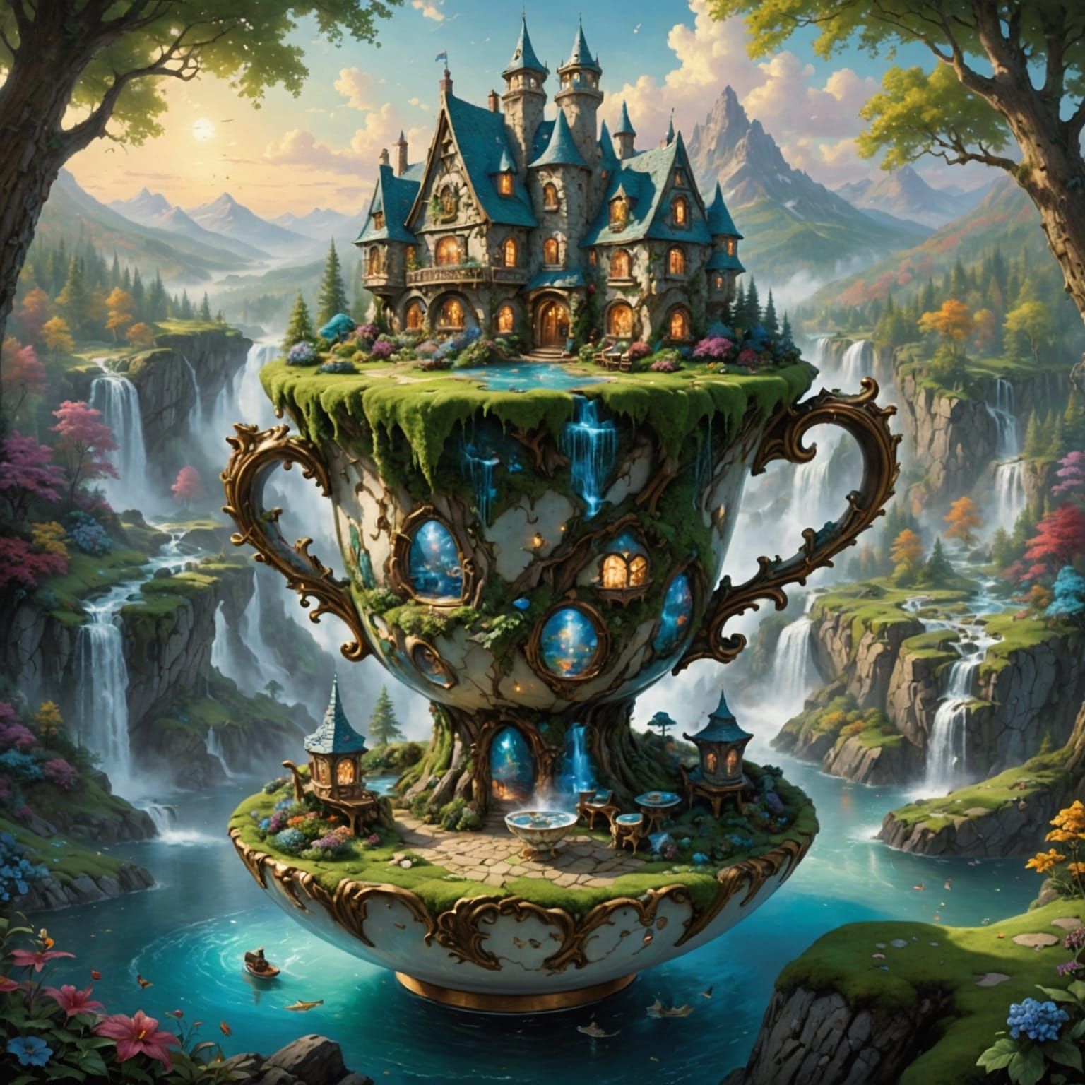 Fantasy Kingdom Inside a Giant Broken Teacup