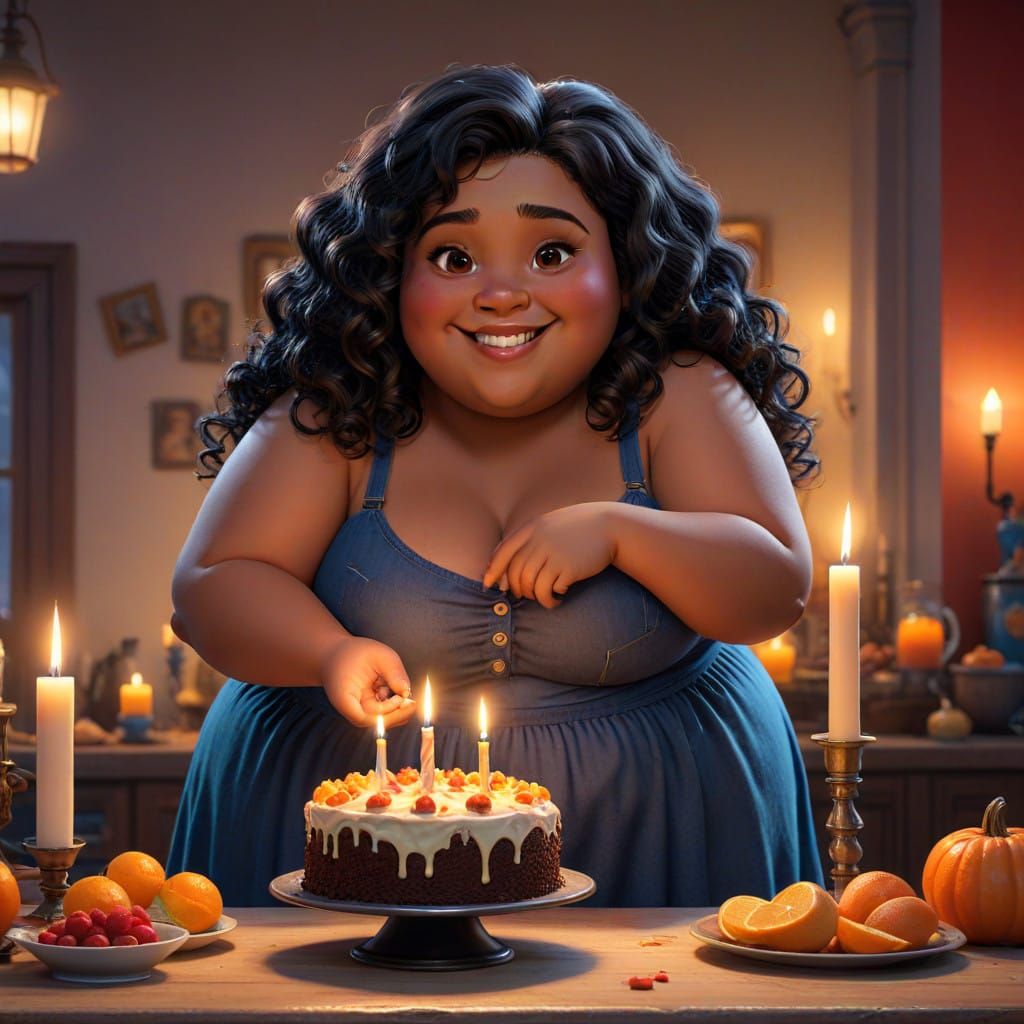 Reimagined French School Girl Delights in Birthday Cake