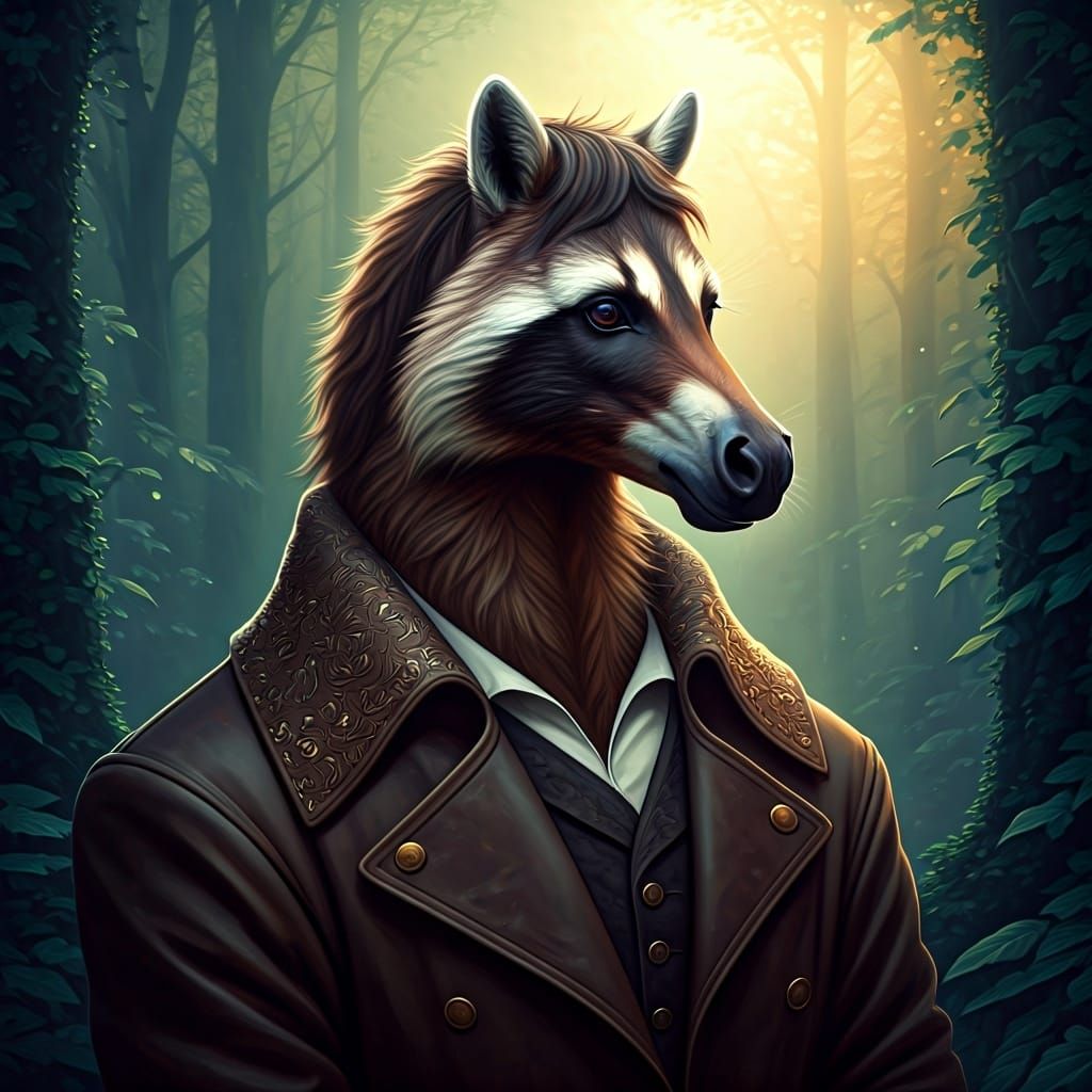 Mystical Horsacoon in Enchanted Forest, Fantasy Art