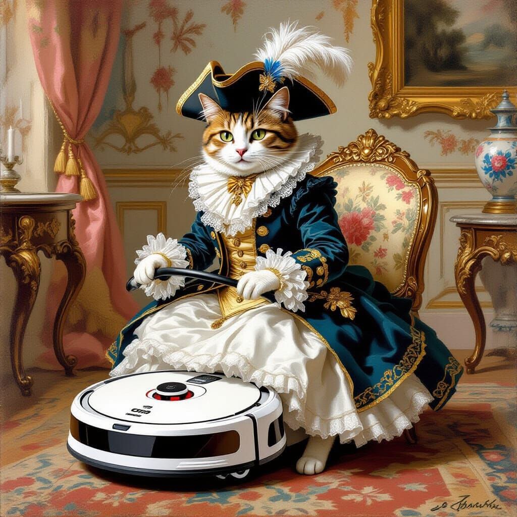French Ambassador Cat on Roomba Negotiating Peace