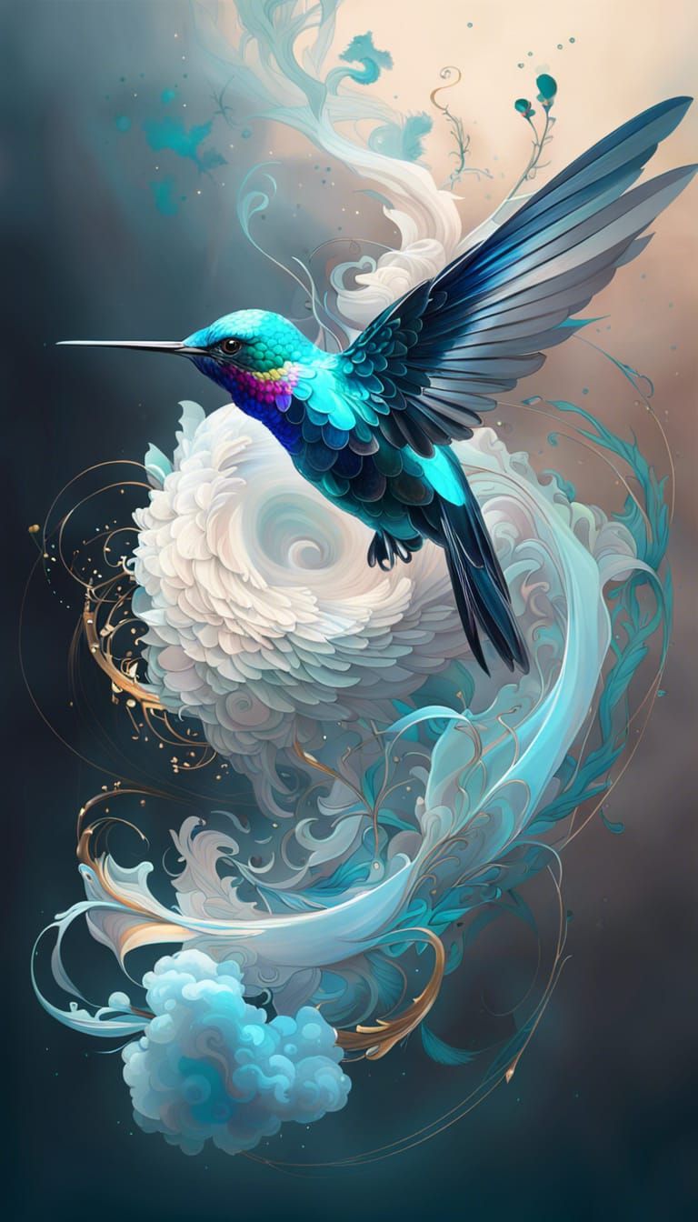 Hummingbird and clouds