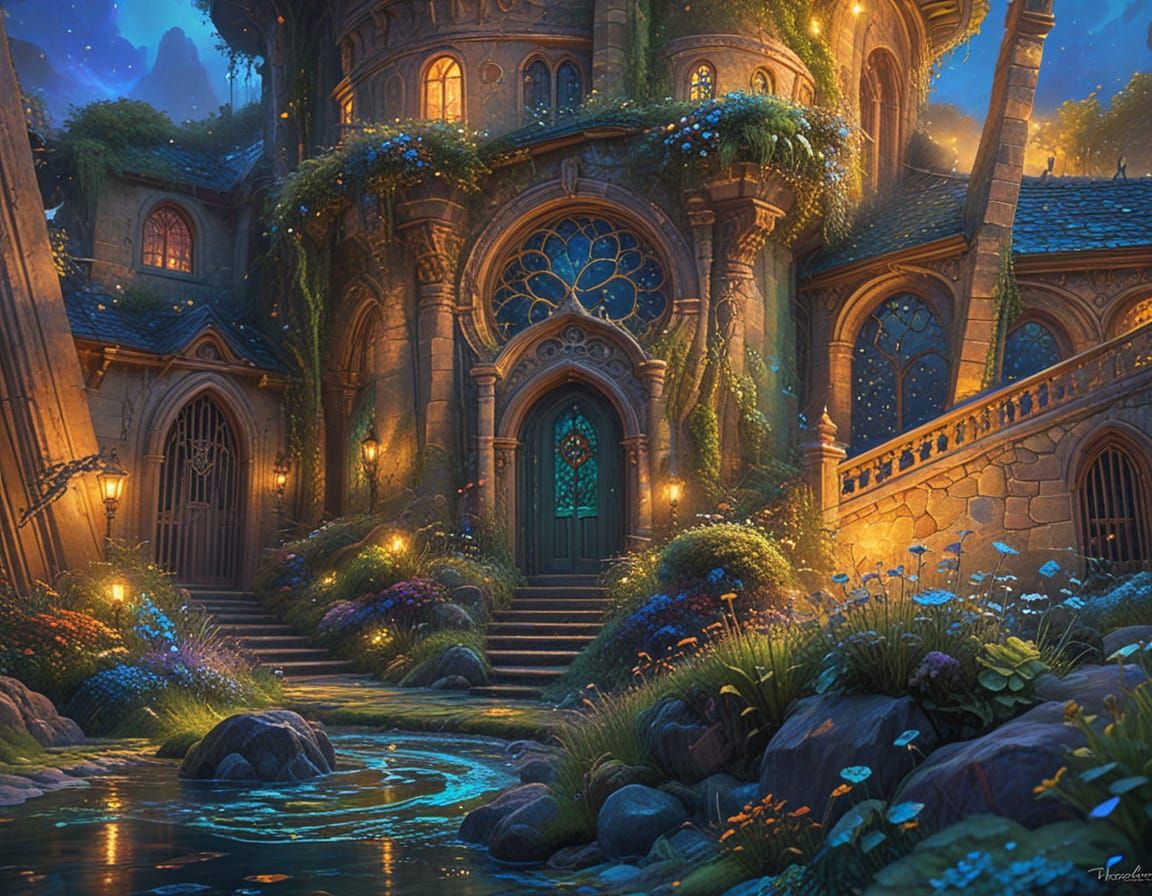 Ethereal Fantasy Landscape in Dreamy 3D Rendering