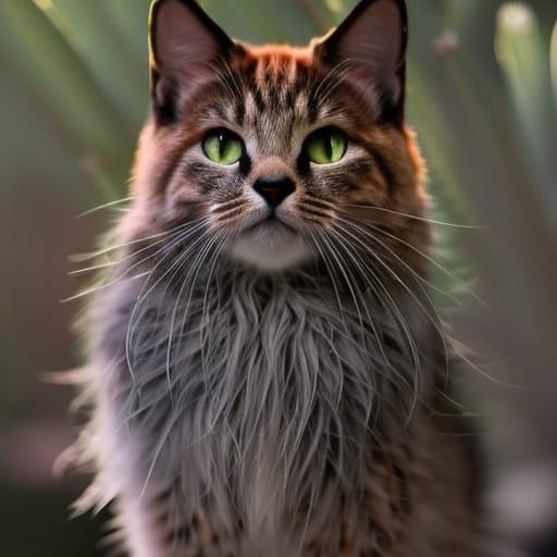 Fierce Armored Cat Portrait in Dark Fantasy Style