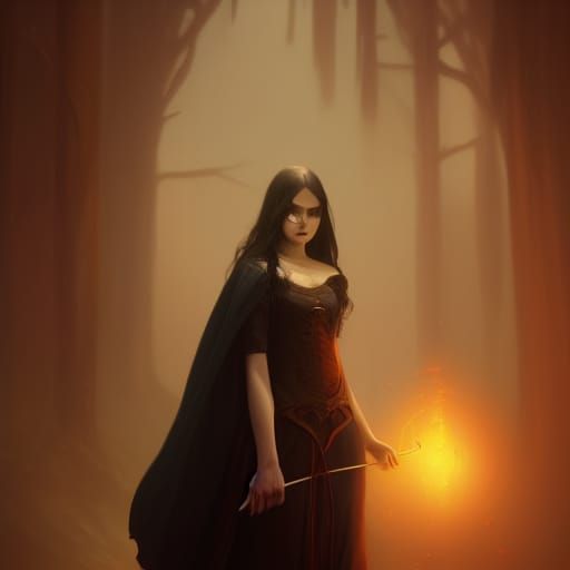 Young Witch Portrait in Steampunk Gothic Art