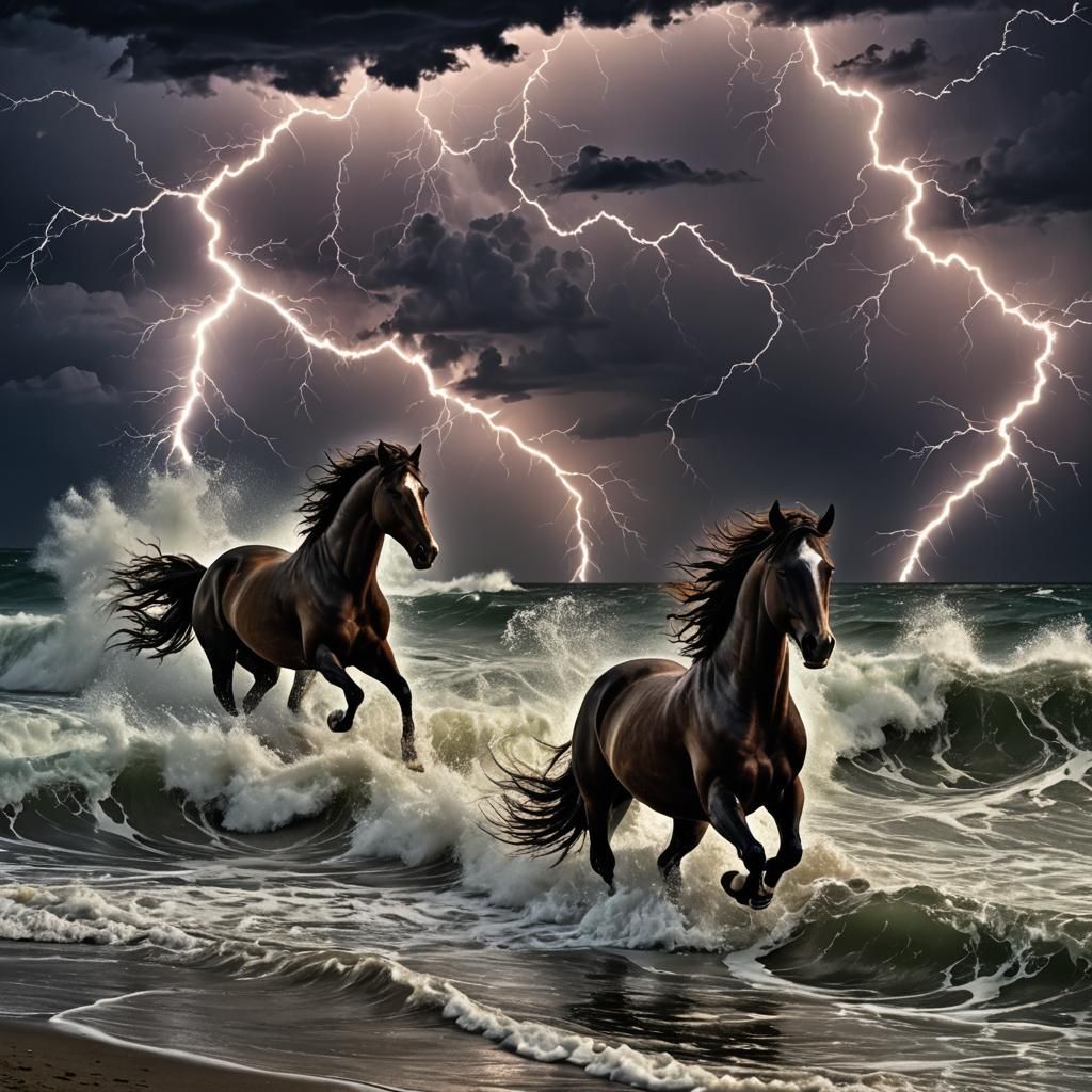 Dramatic Coastal Storm at Night