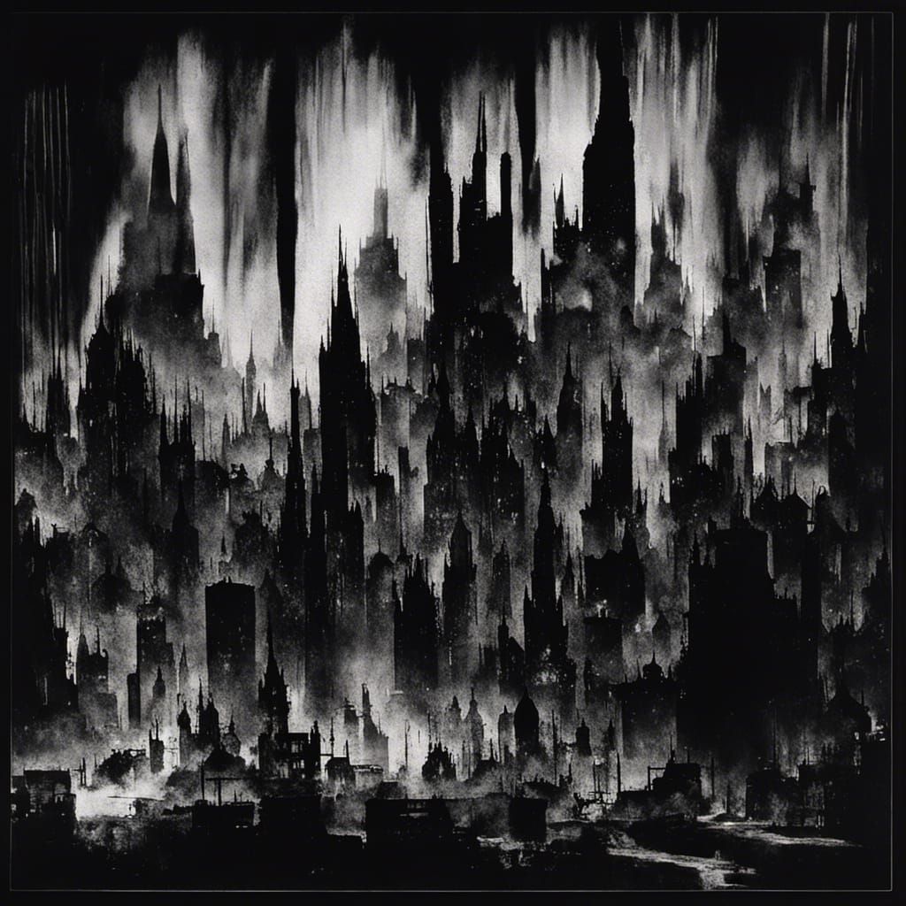Macabre Dieselpunk Hellscape in Film Noir Style