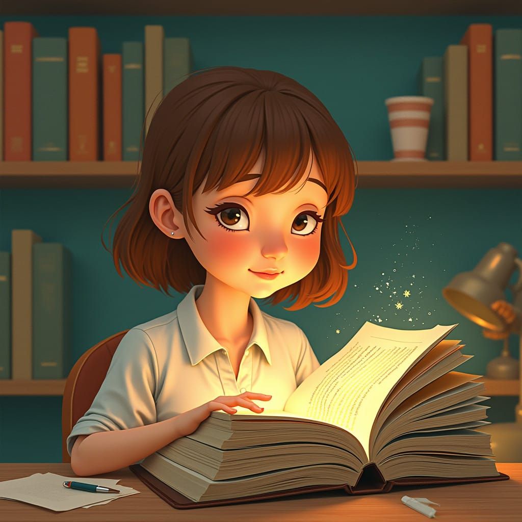 Serene Cartoon Avatar Lost in Thought