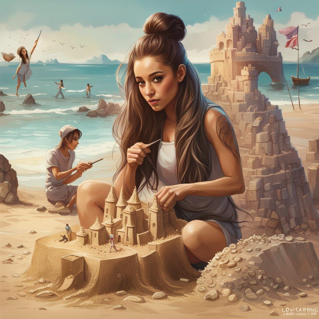 Fantasy Portrait of Woman Building Sandcastle