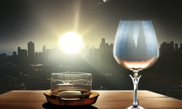 Night Sky Reflected in Wine Glass: Digital Matte Painting