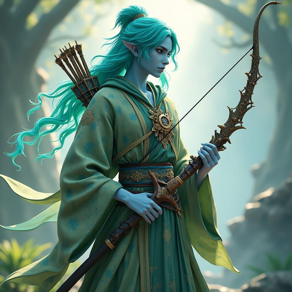 Water Genasi Ranger in High-Fantasy Style